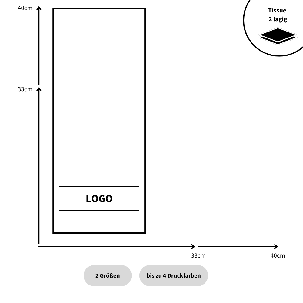Serviette Tissue 2-lagig 1/8 Buchfalz, weiß